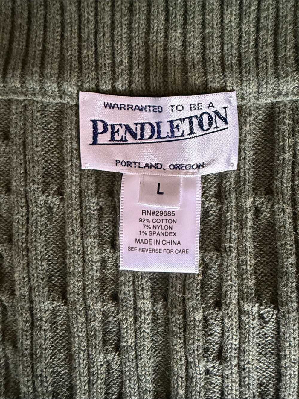 Pendleton Olive Green Cable-Zip Vest - Picture 7 of 9